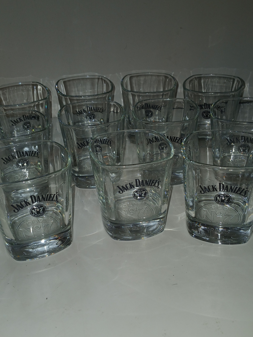 Jack Daniels Clear Glass Square Rocks Glasses - Set of 11
